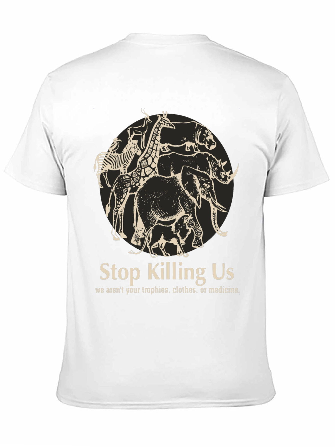 Stop Killing Us Animal Graphic T-Shirt - Black