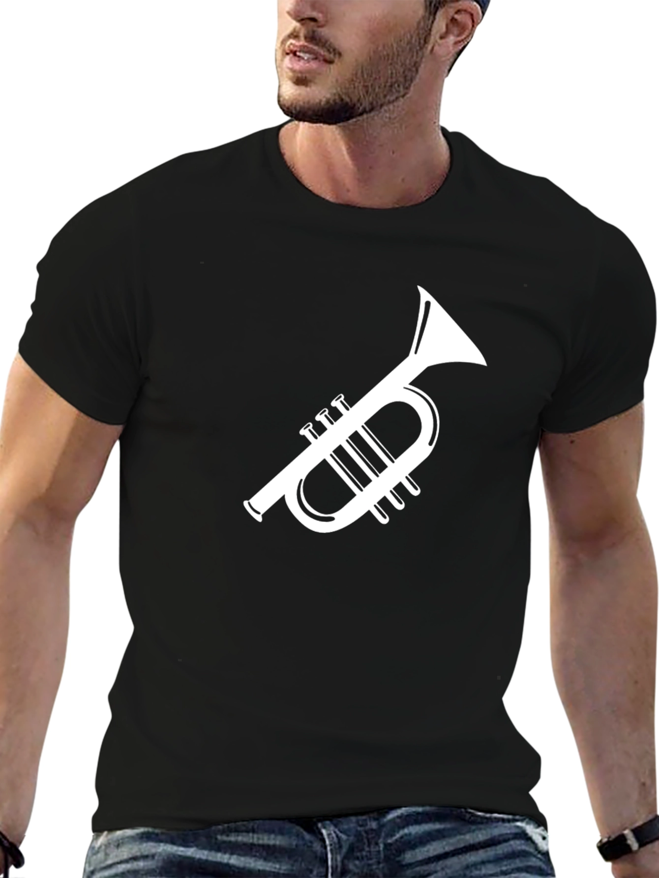 Trumpet Graphic Tee - Music Lovers Black T-Shirt