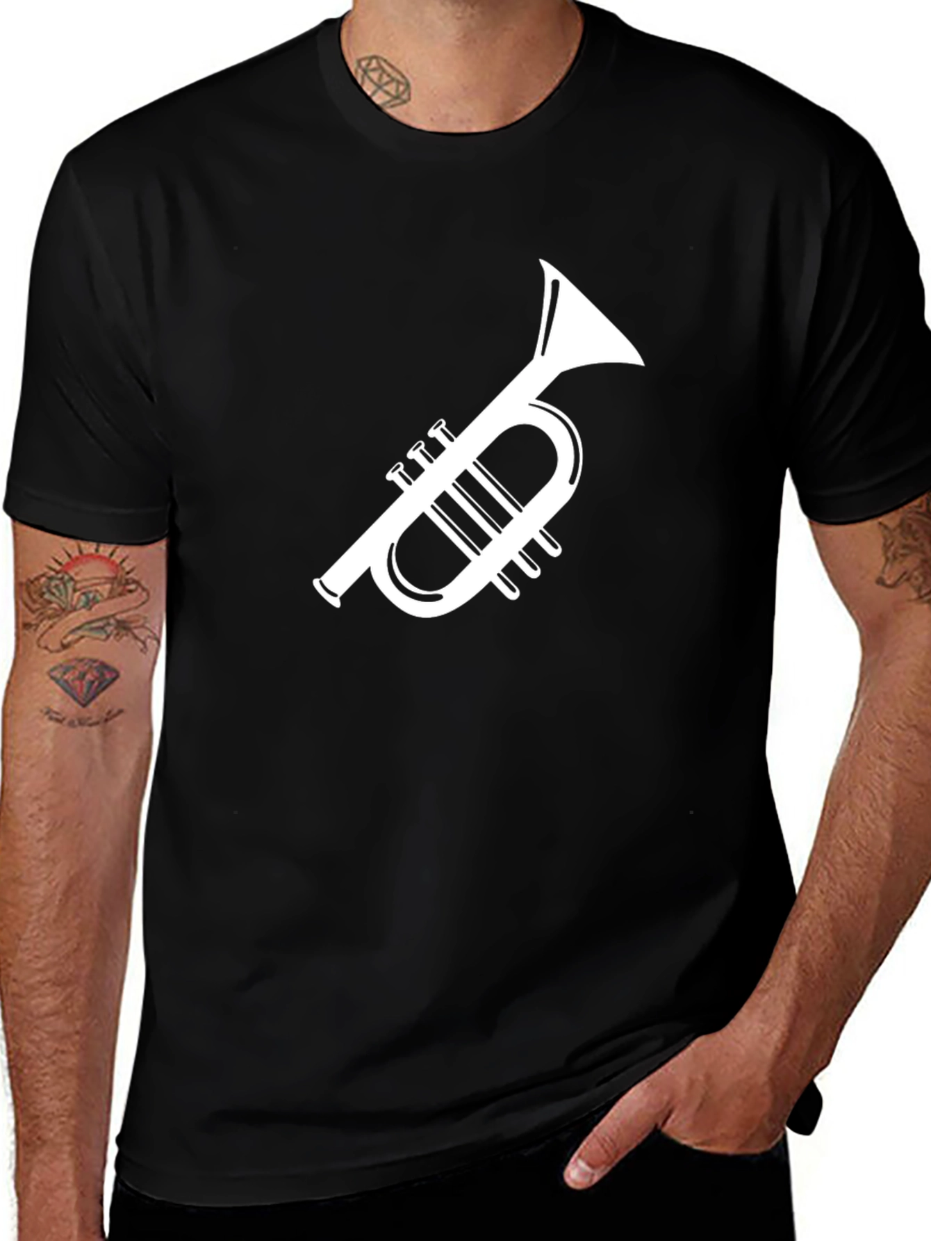 Trumpet Graphic Tee - Music Lovers Black T-Shirt