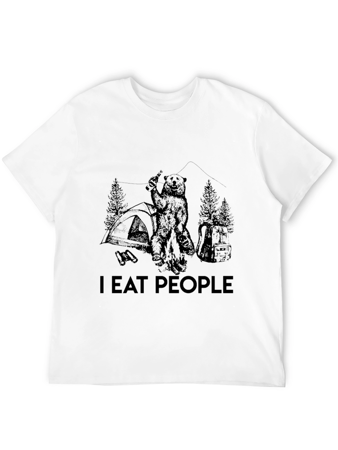 I Eat People Bear Camping Black T-Shirt