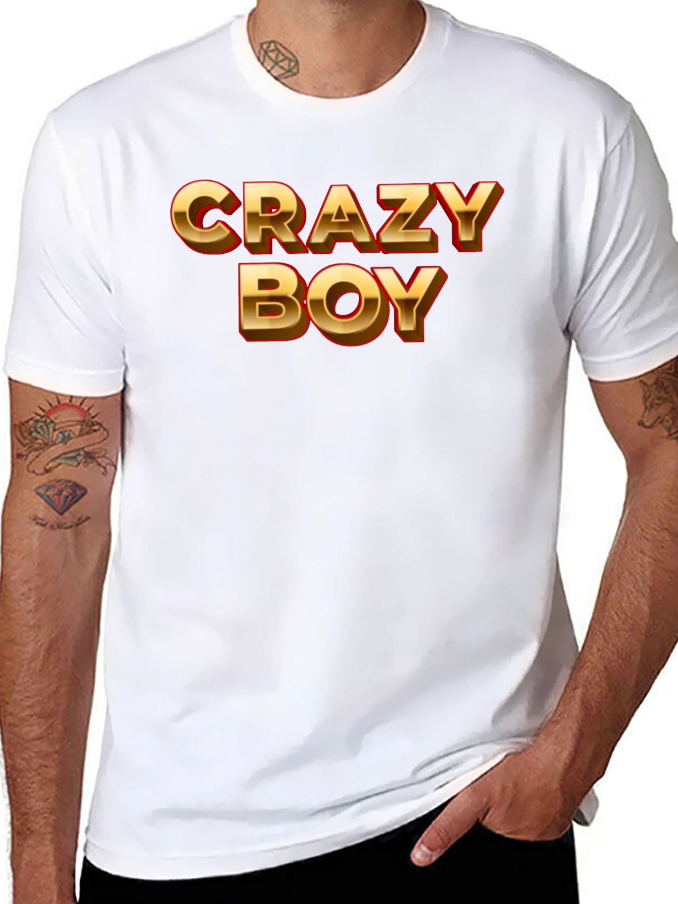 Crazy Boy Graphic Print Black T-Shirt