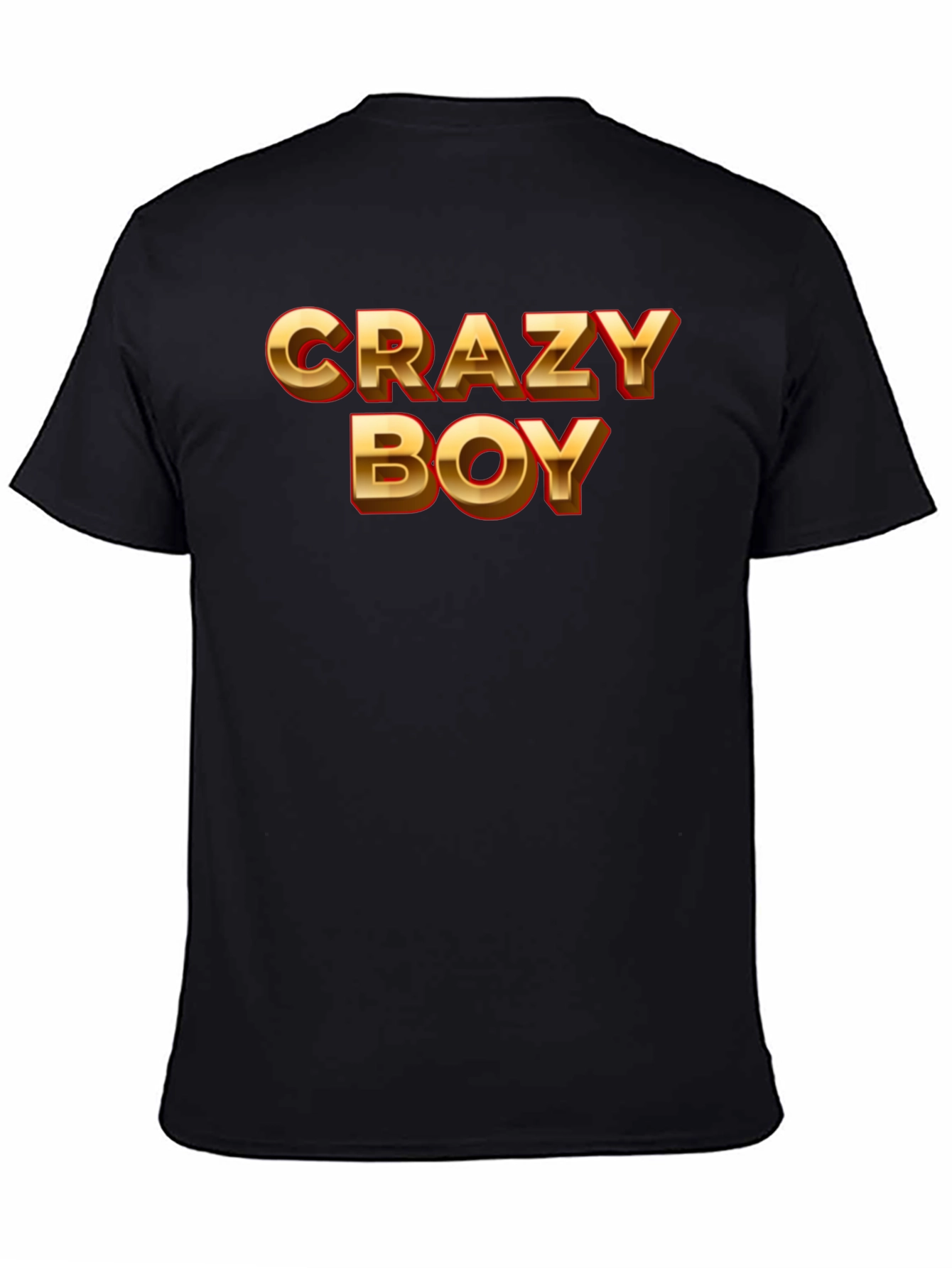 Crazy Boy Graphic Print Black T-Shirt