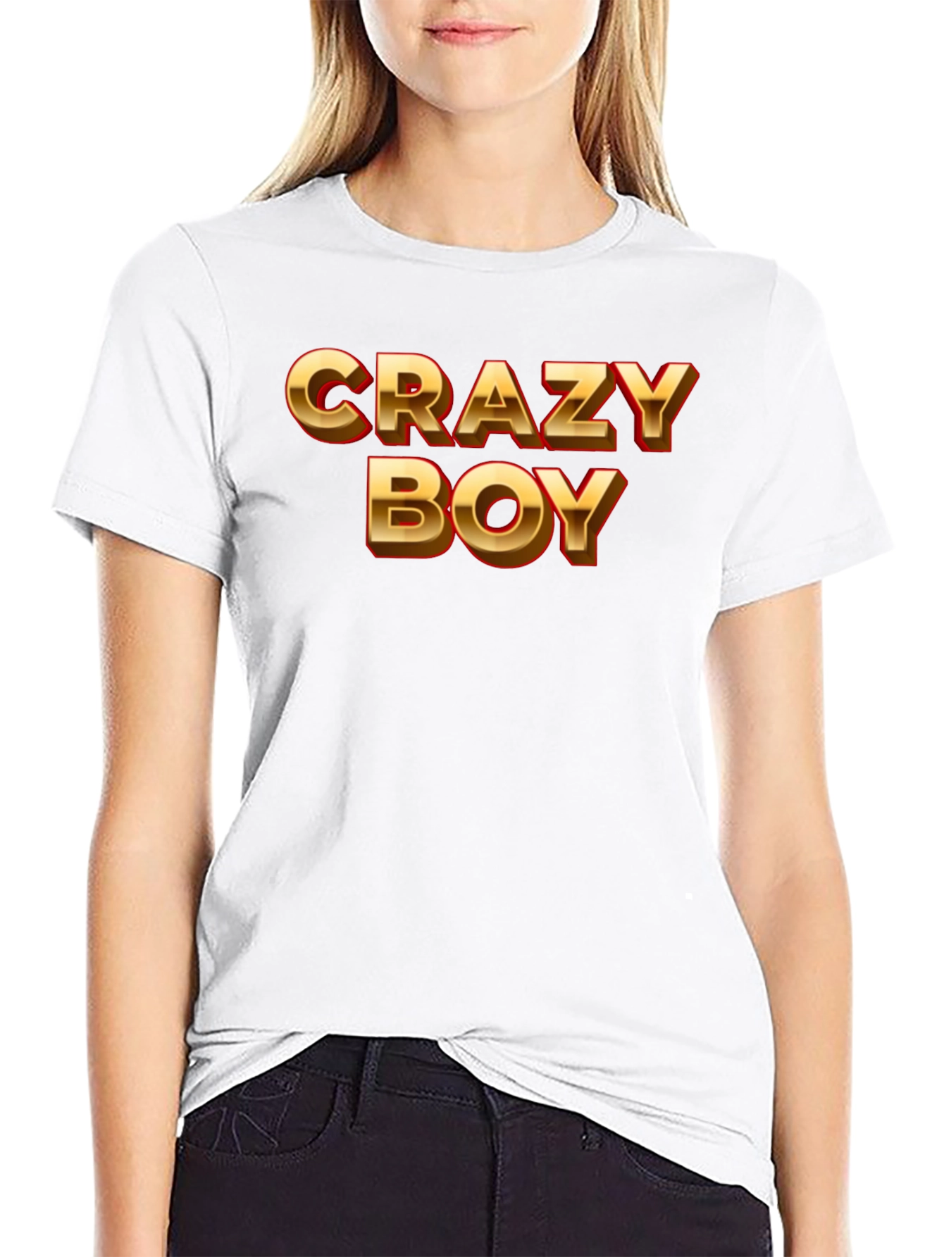 Crazy Boy Graphic Print Black T-Shirt