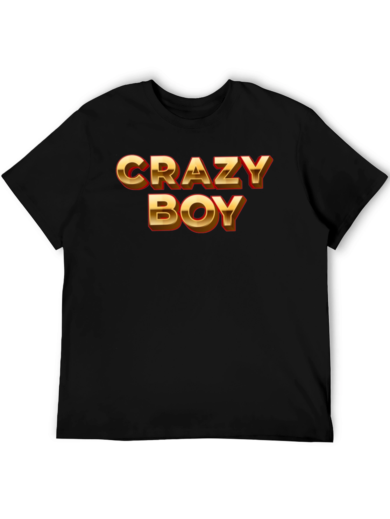 Crazy Boy Graphic Print Black T-Shirt