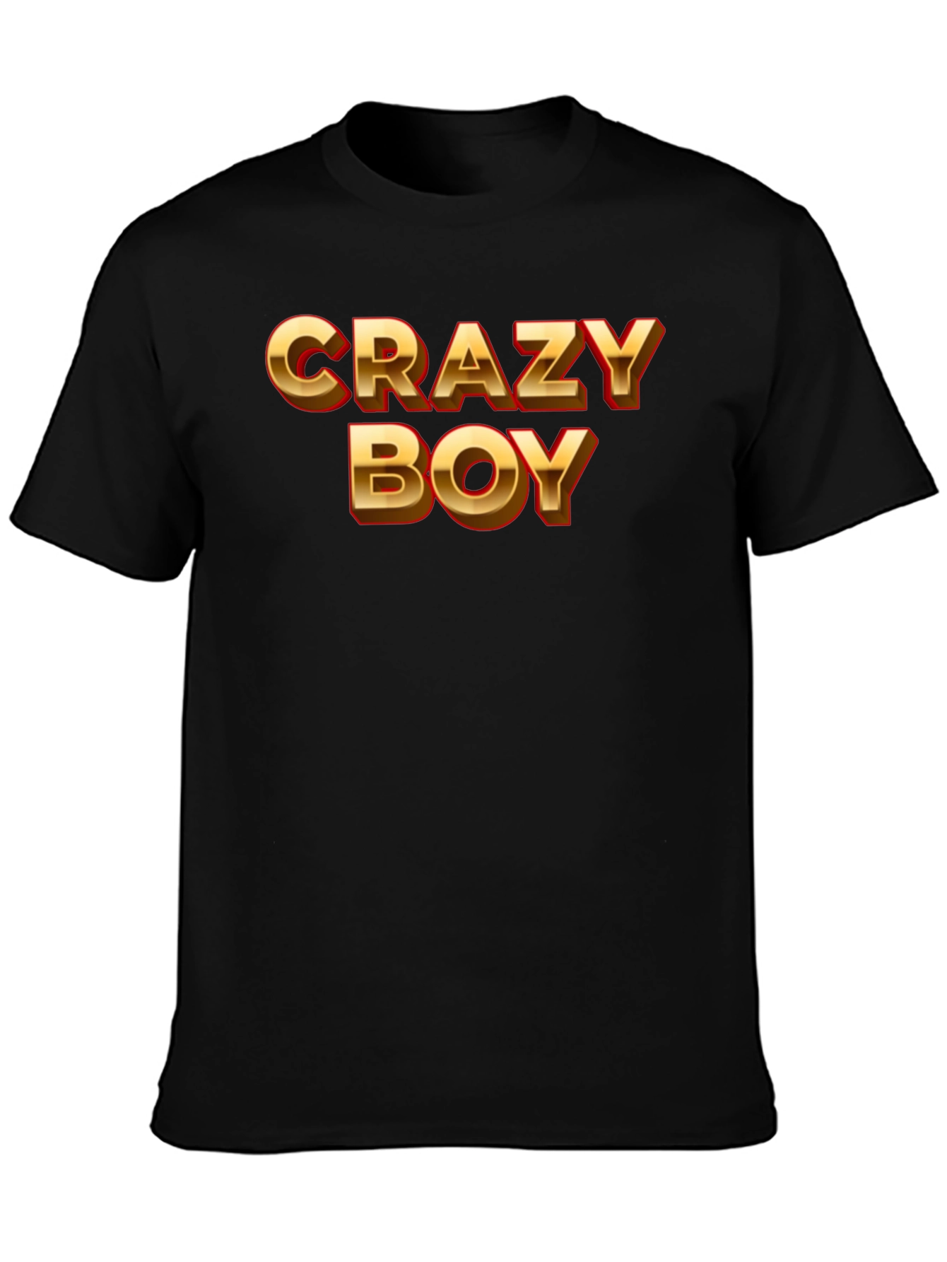 Crazy Boy Graphic Print Black T-Shirt