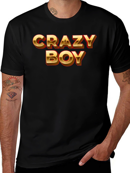Crazy Boy Graphic Print Black T-Shirt