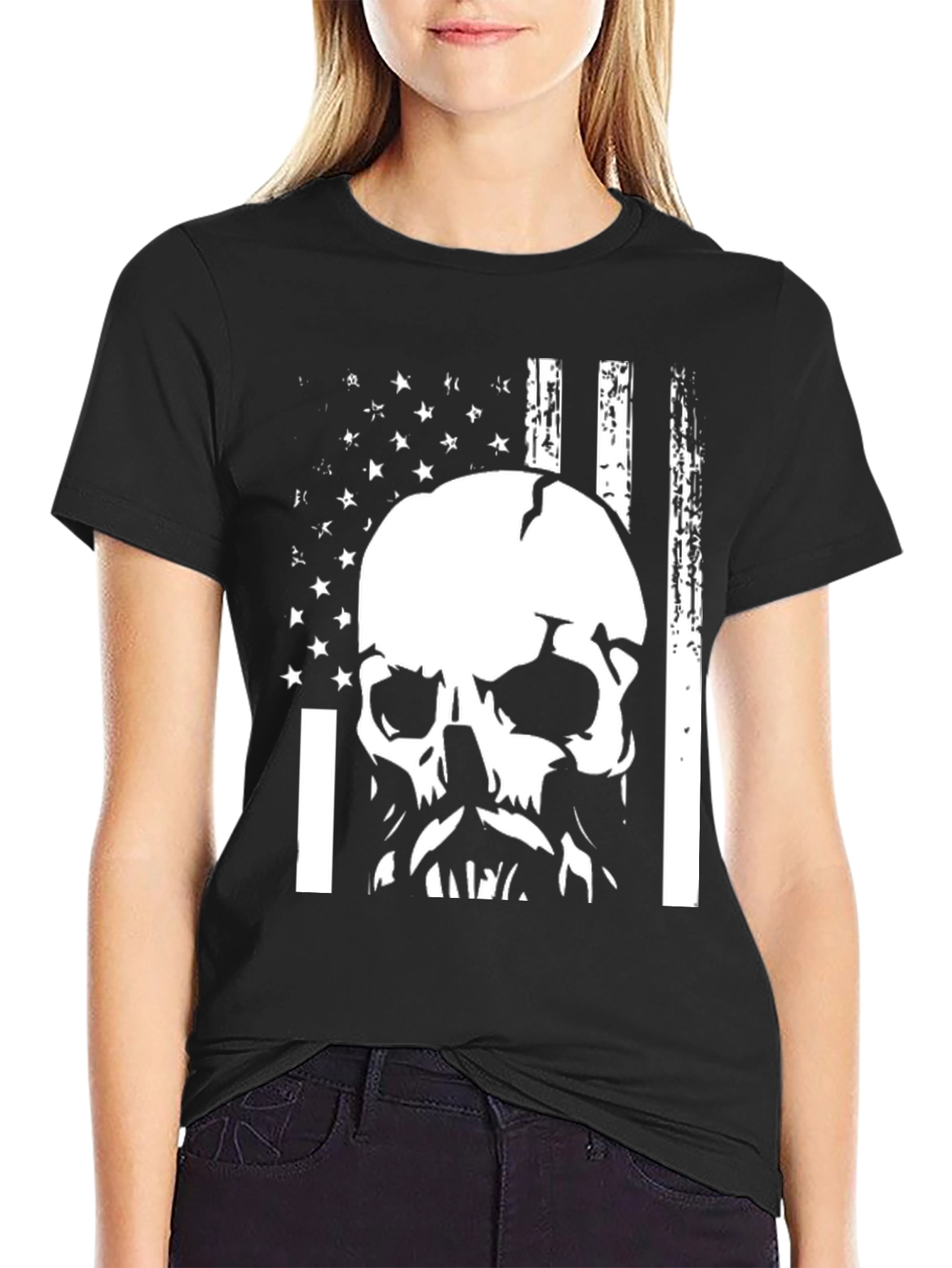 Skull American Flag Graphic Tee