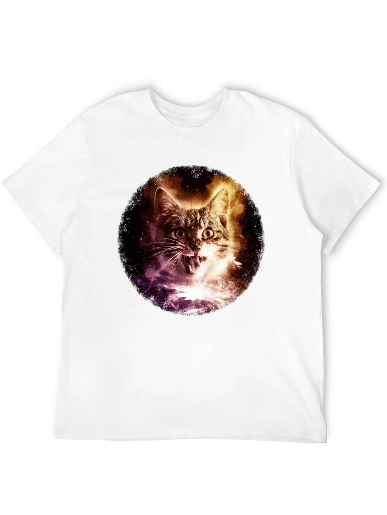 Cosmic Cat Graphic Tee - Black Short Sleeve
