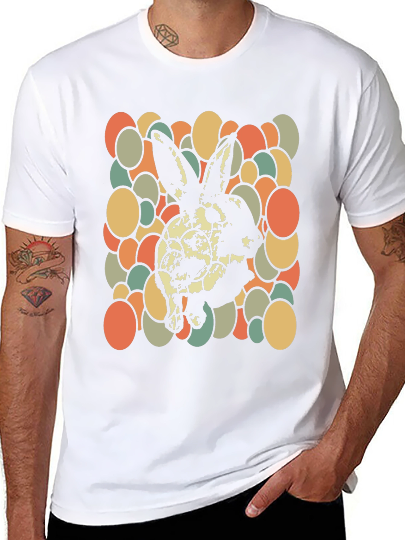 Retro Rabbit Graphic Tee - Cool Black Cotton T-Shirt