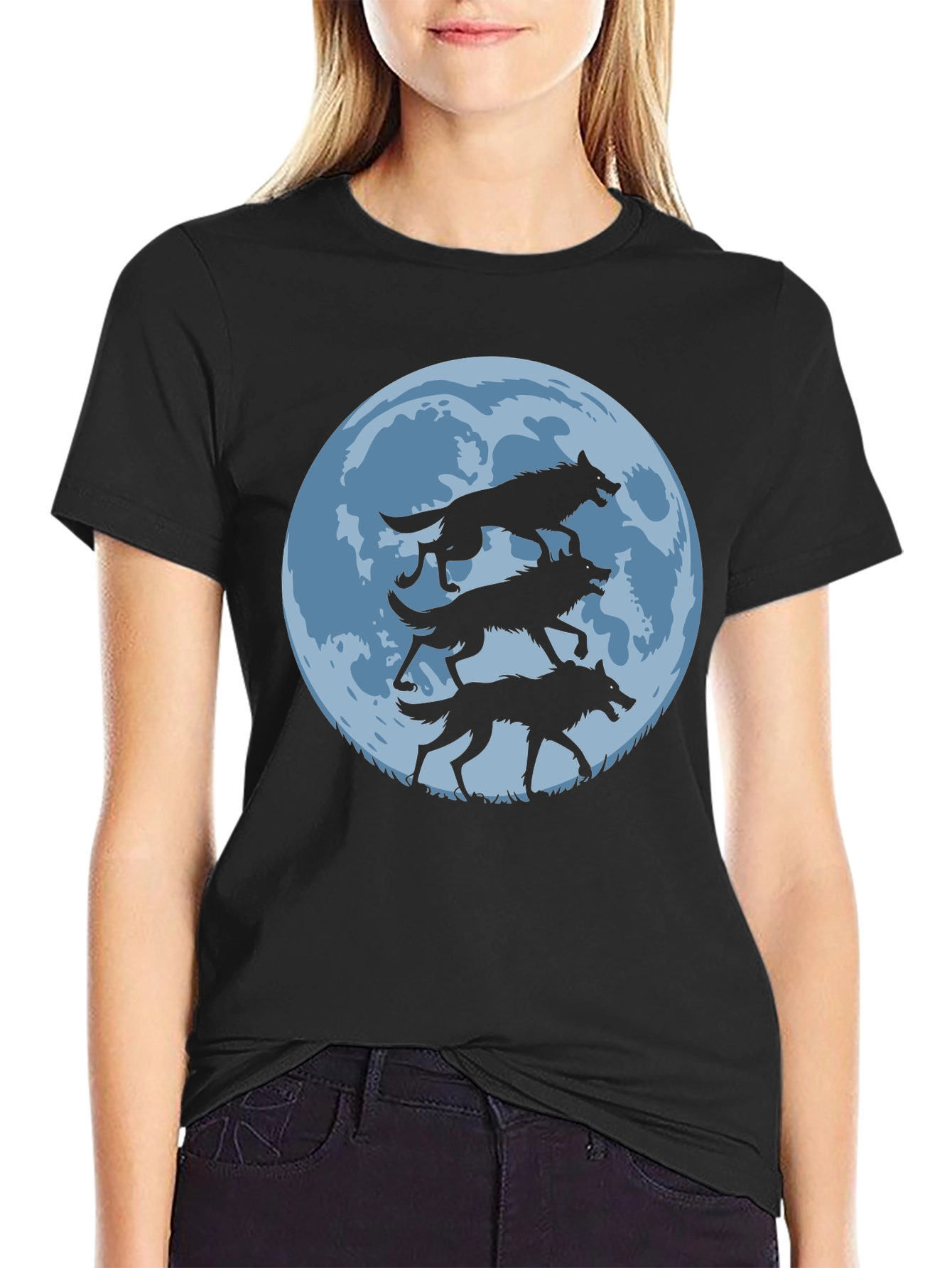 Wolf Moon Graphic Tee - Black