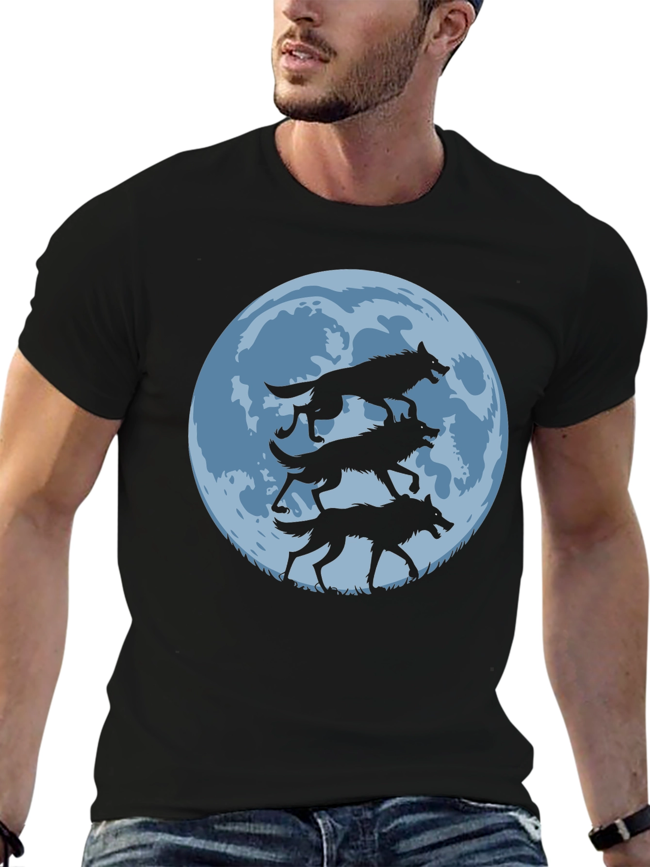 Wolf Moon Graphic Tee - Black