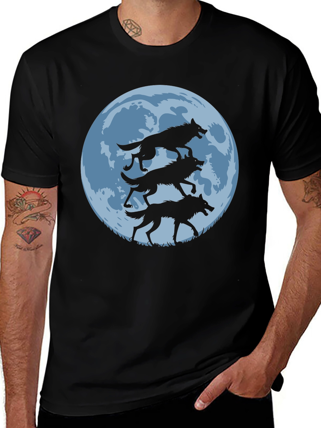 Wolf Moon Graphic Tee - Black