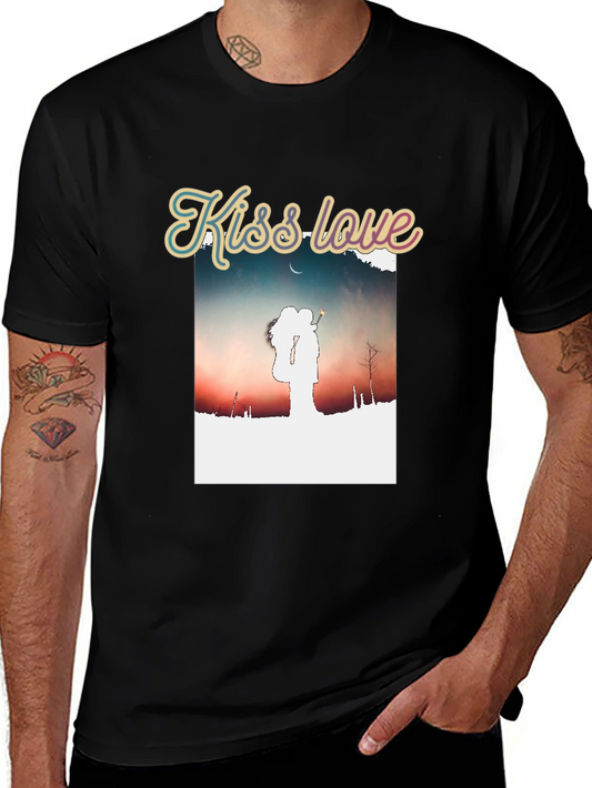 Kiss Love Graphic Black T-Shirt