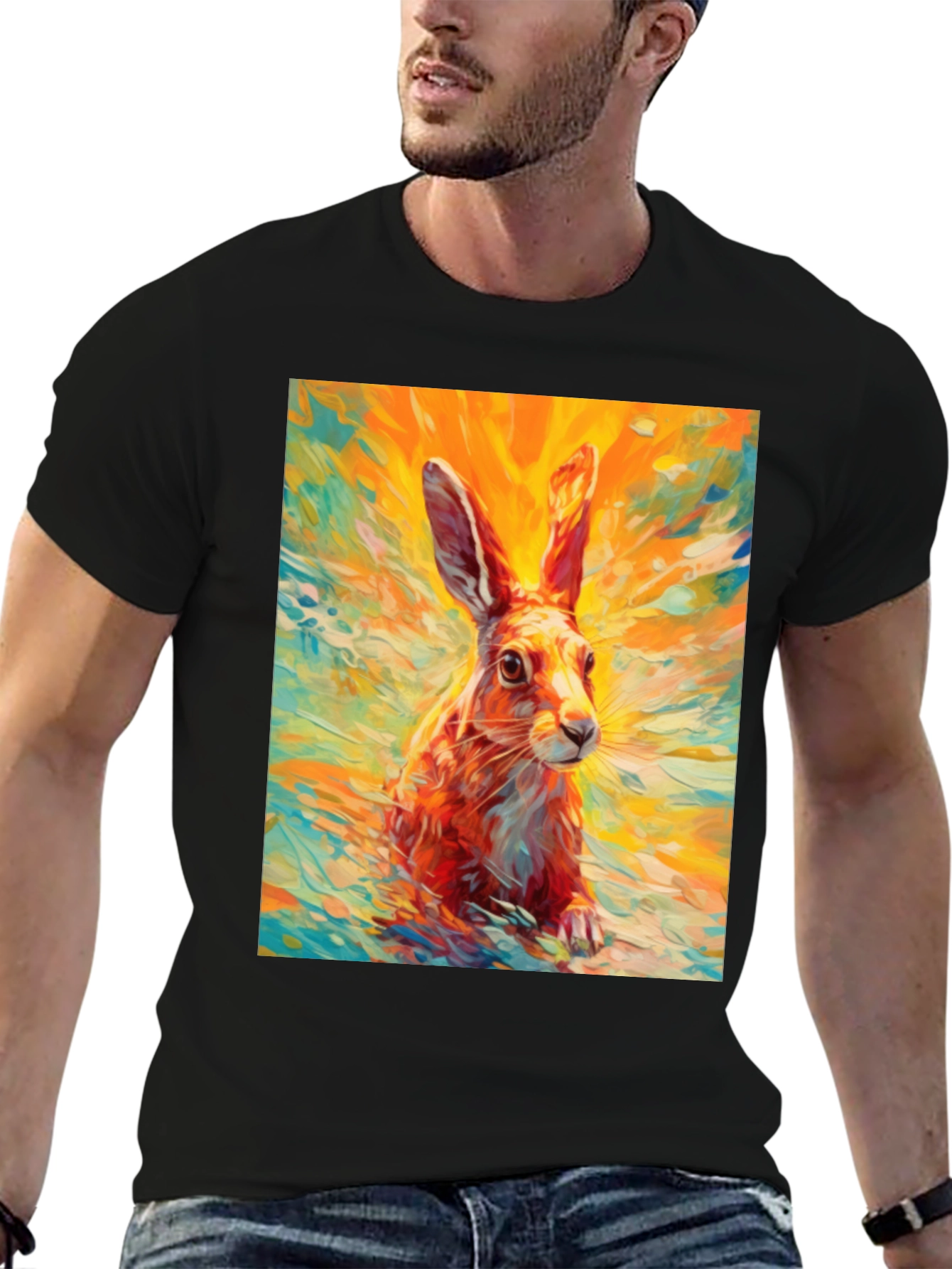 Hare Graphic T-Shirt - Artistic Rabbit Tee