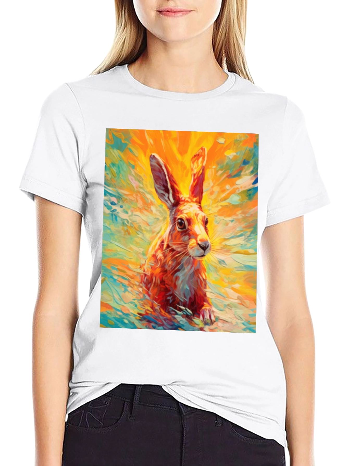 Hare Graphic T-Shirt - Artistic Rabbit Tee