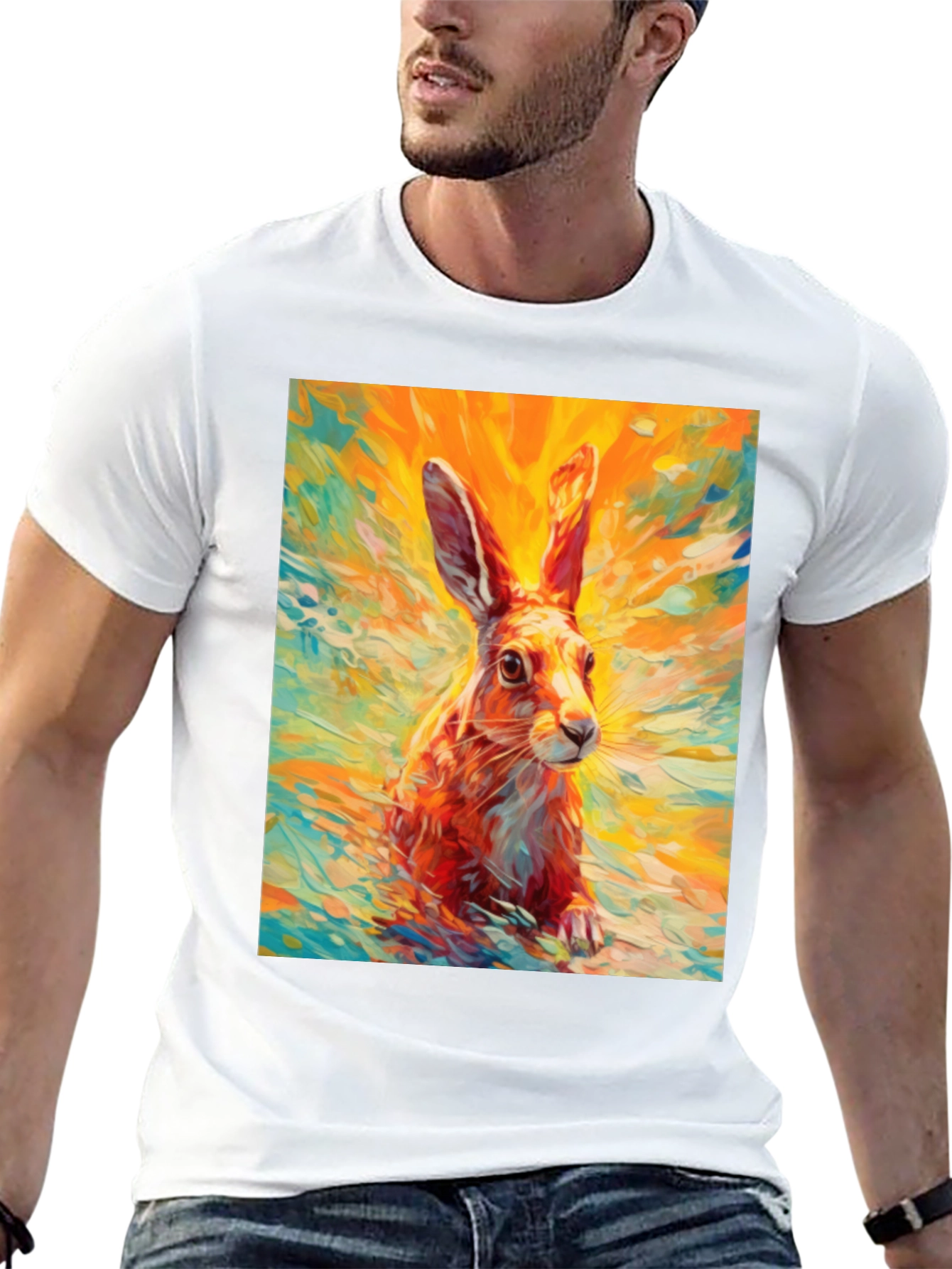 Hare Graphic T-Shirt - Artistic Rabbit Tee