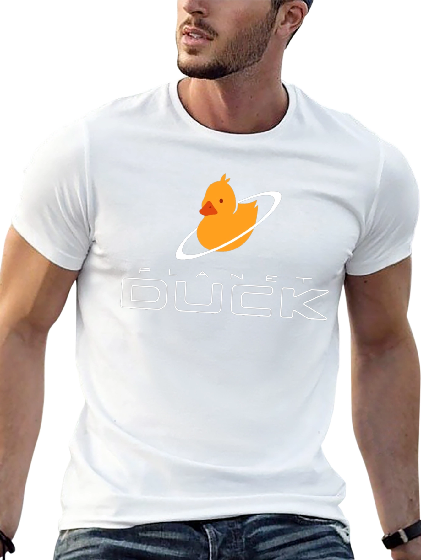 Planet Duck Graphic Tee - Fun Casual Black T-Shirt