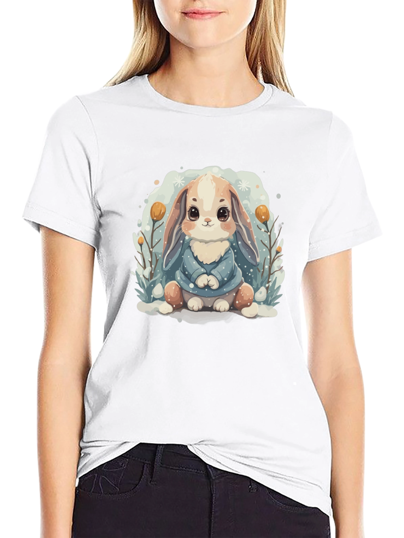 Cute Bunny Graphic Tee - Soft Cotton Blend