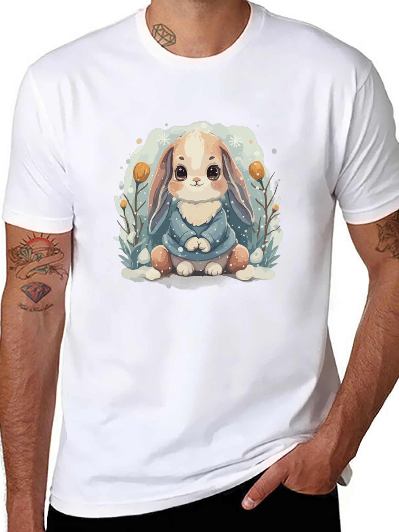 Cute Bunny Graphic Tee - Soft Cotton Blend