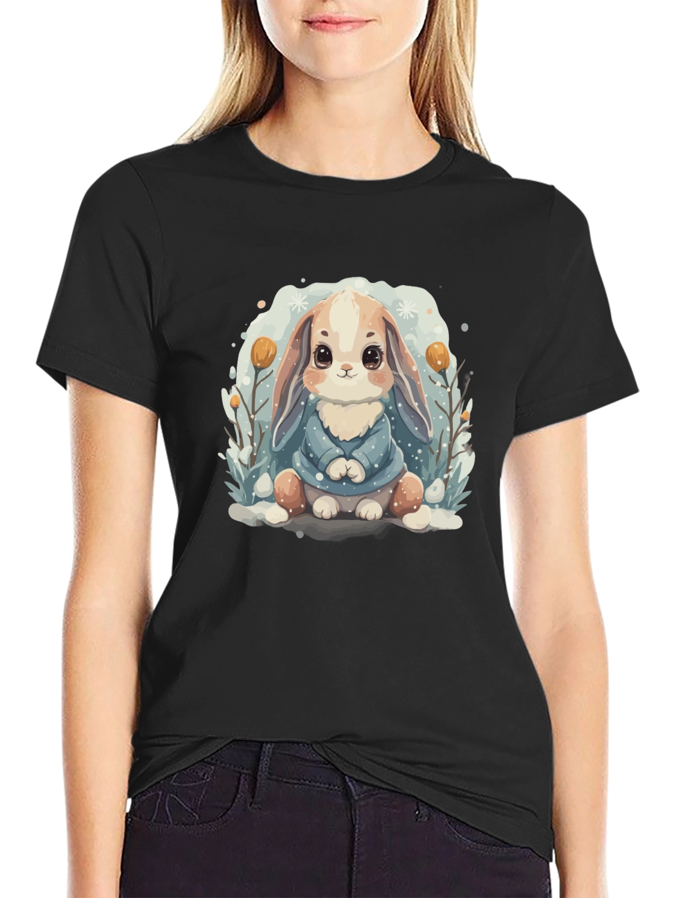 Cute Bunny Graphic Tee - Soft Cotton Blend