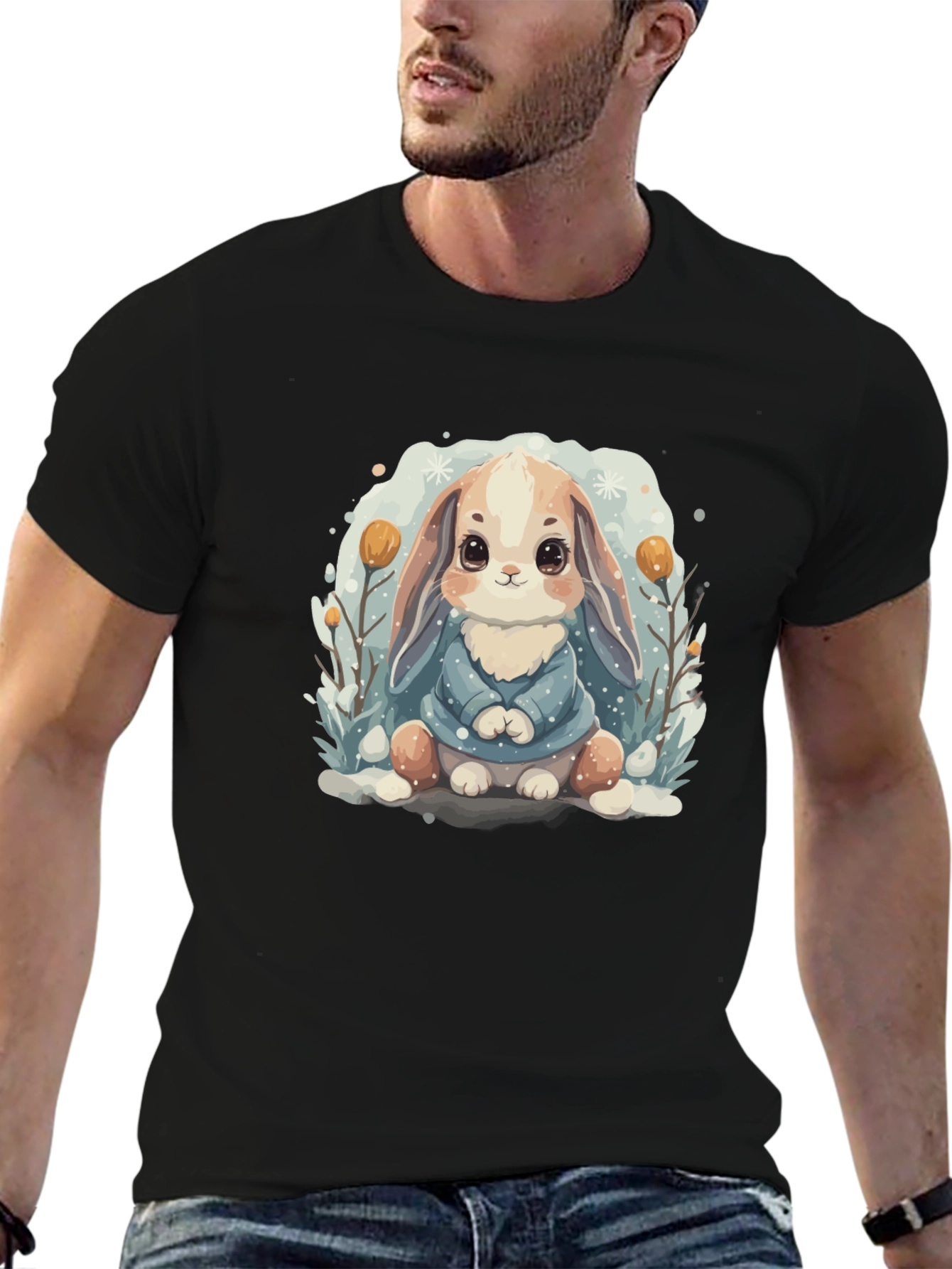 Cute Bunny Graphic Tee - Soft Cotton Blend