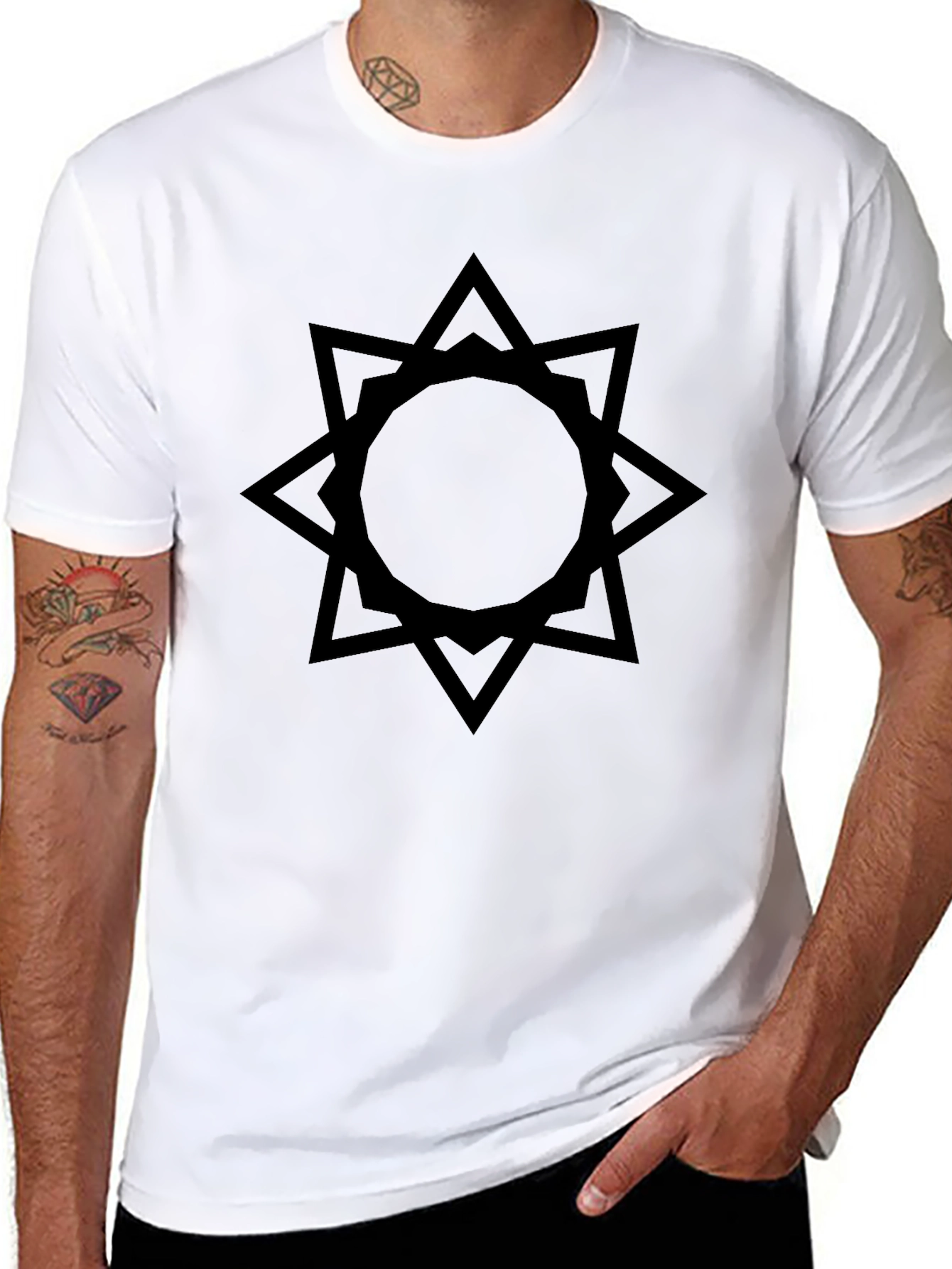 Black Starburst Graphic Tee - Stylish Mens Casual Shirt