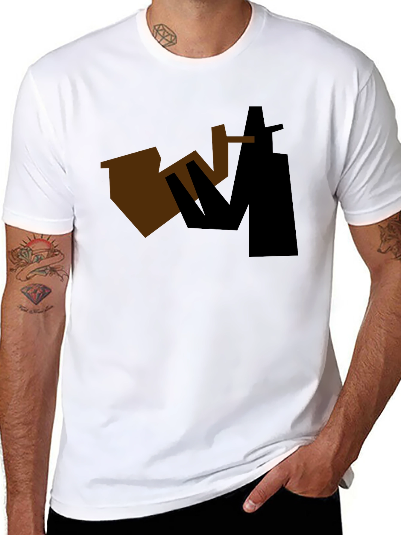 Abstract Sax Player Graphic Tee - Black