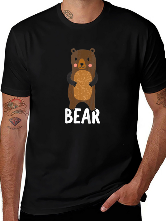 Cute Bear Graphic Black T-Shirt