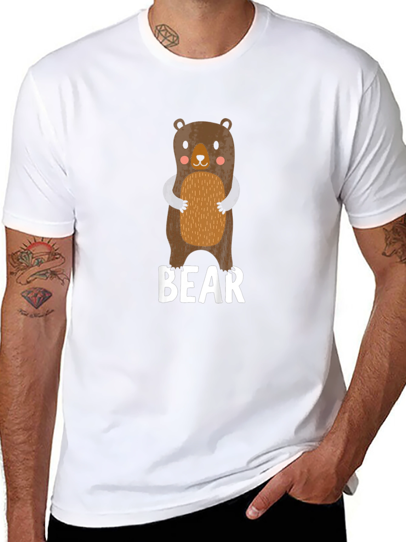 Cute Bear Graphic Black T-Shirt
