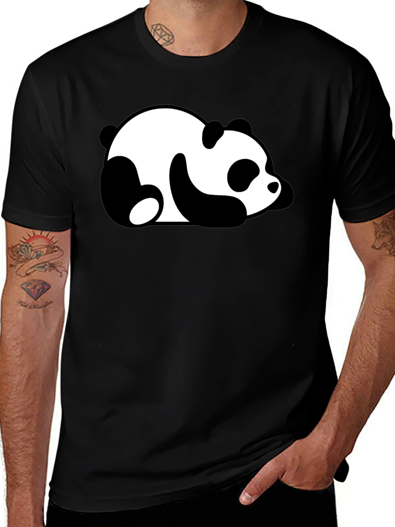 Lazy Panda Graphic Black T-Shirt
