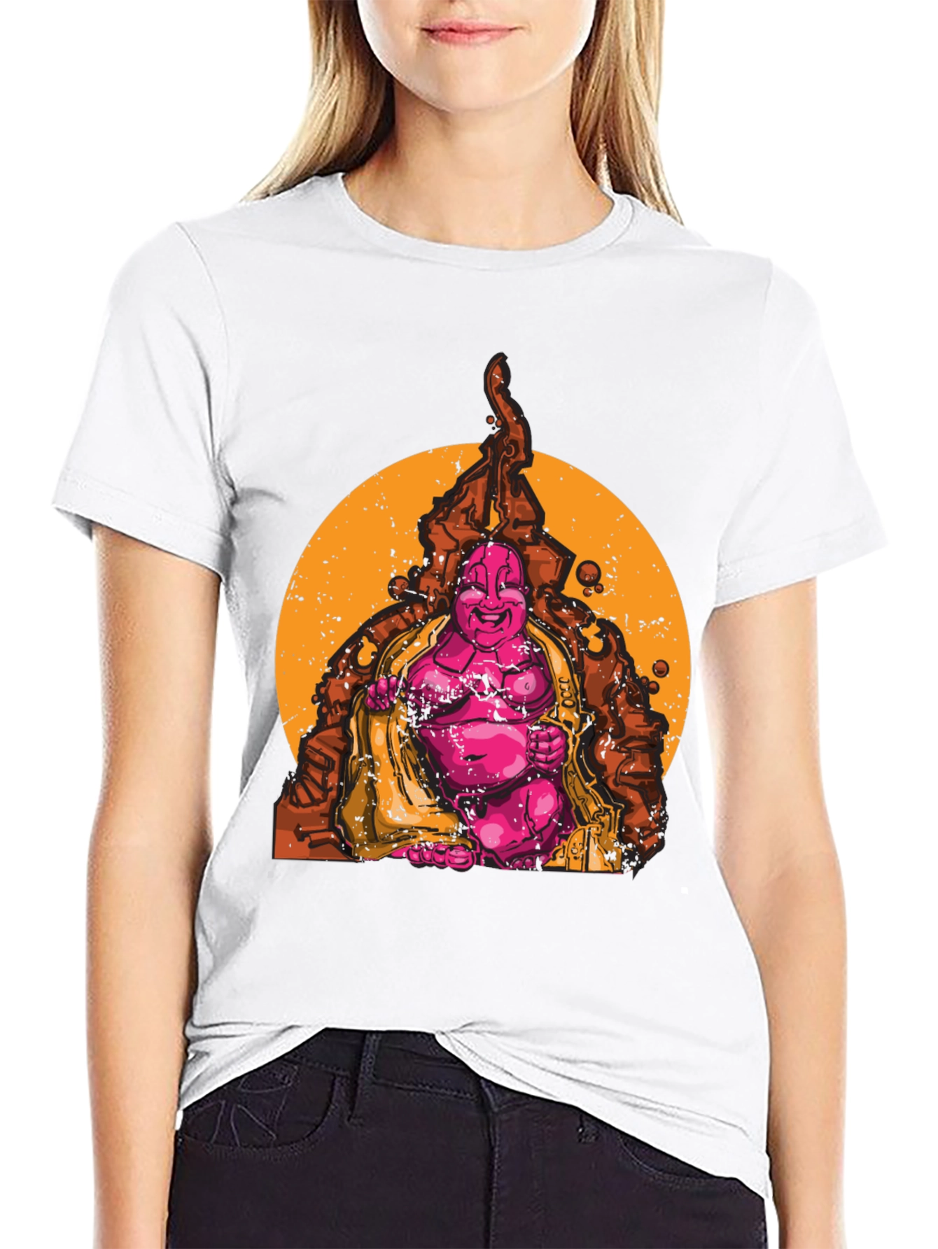 Buddha Graphic Print Black T-Shirt