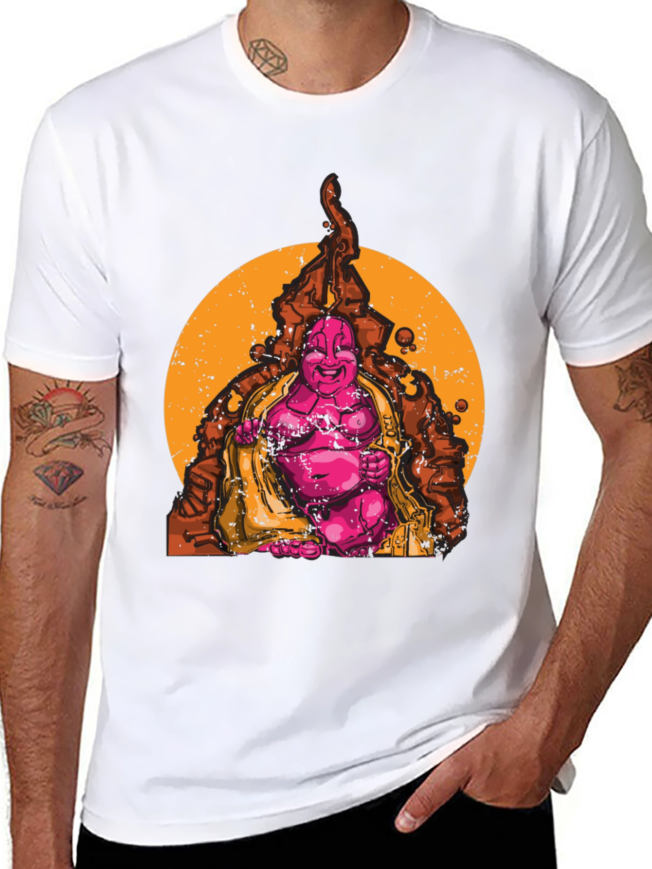 Buddha Graphic Print Black T-Shirt