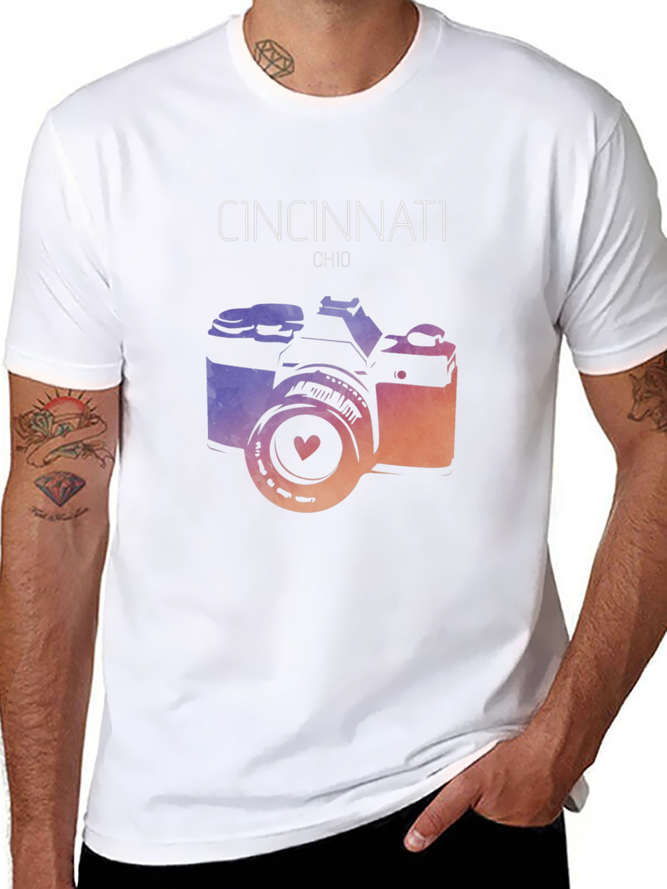 Cincinnati OH Retro Camera Graphic T-Shirt