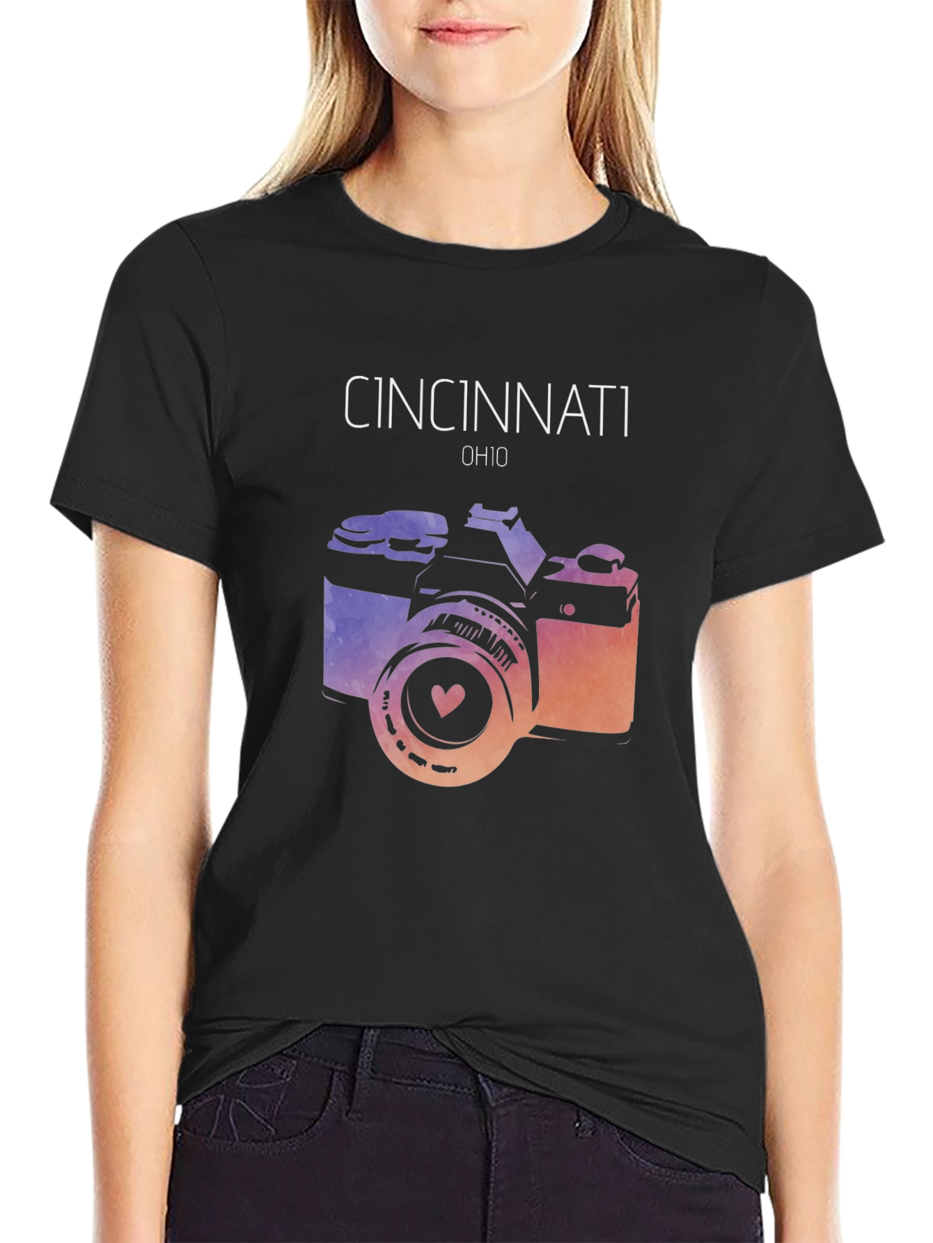 Cincinnati OH Retro Camera Graphic T-Shirt