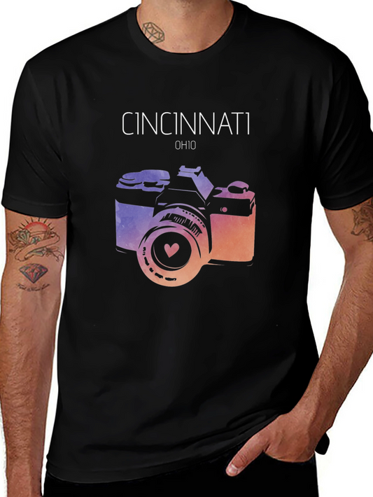 Cincinnati OH Retro Camera Graphic T-Shirt
