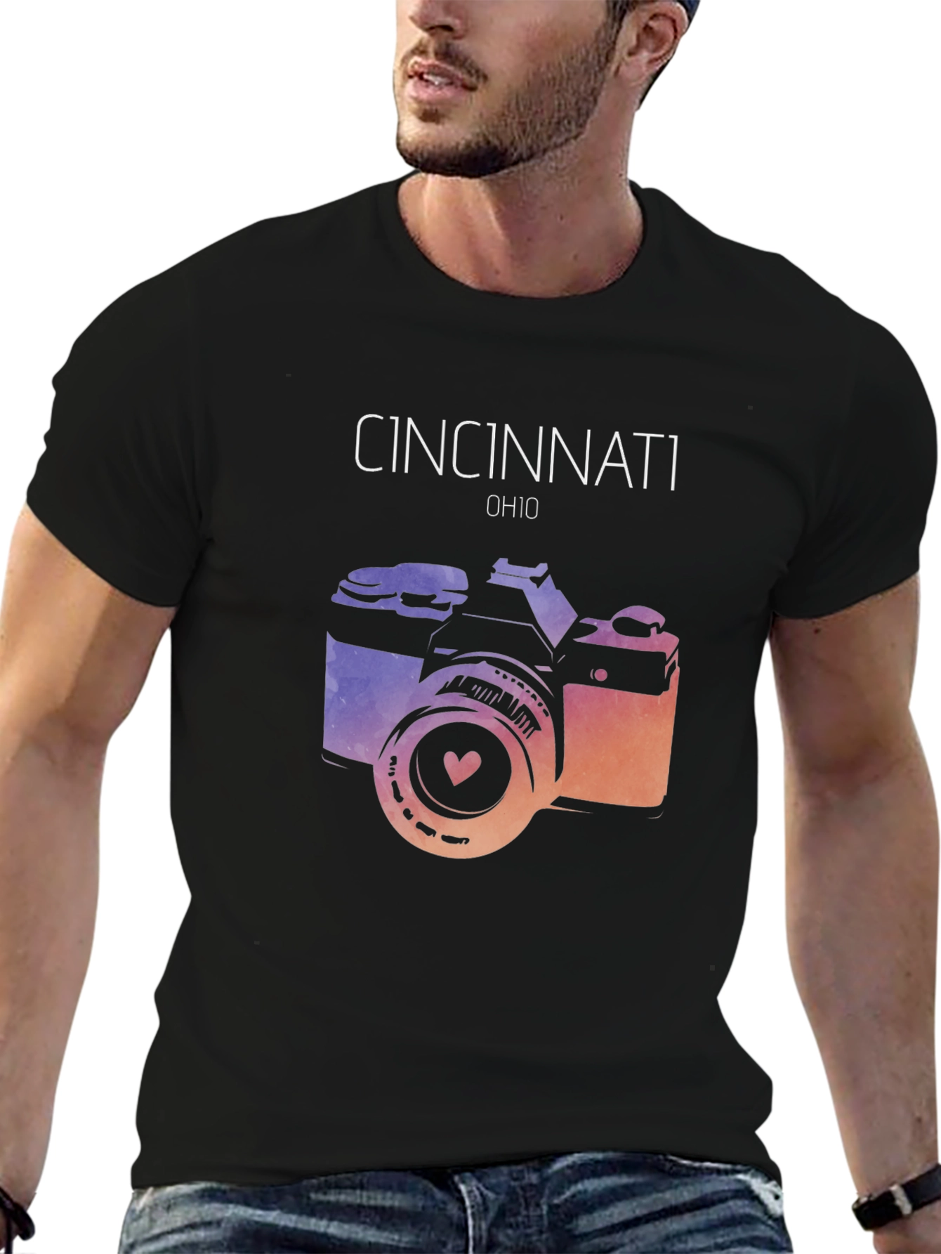 Cincinnati OH Retro Camera Graphic T-Shirt