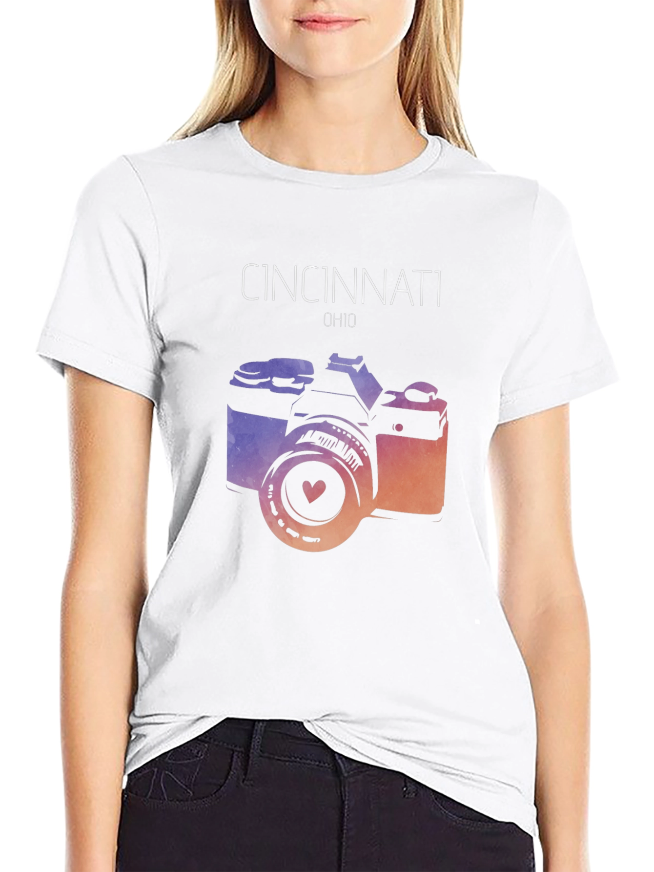 Cincinnati OH Retro Camera Graphic T-Shirt