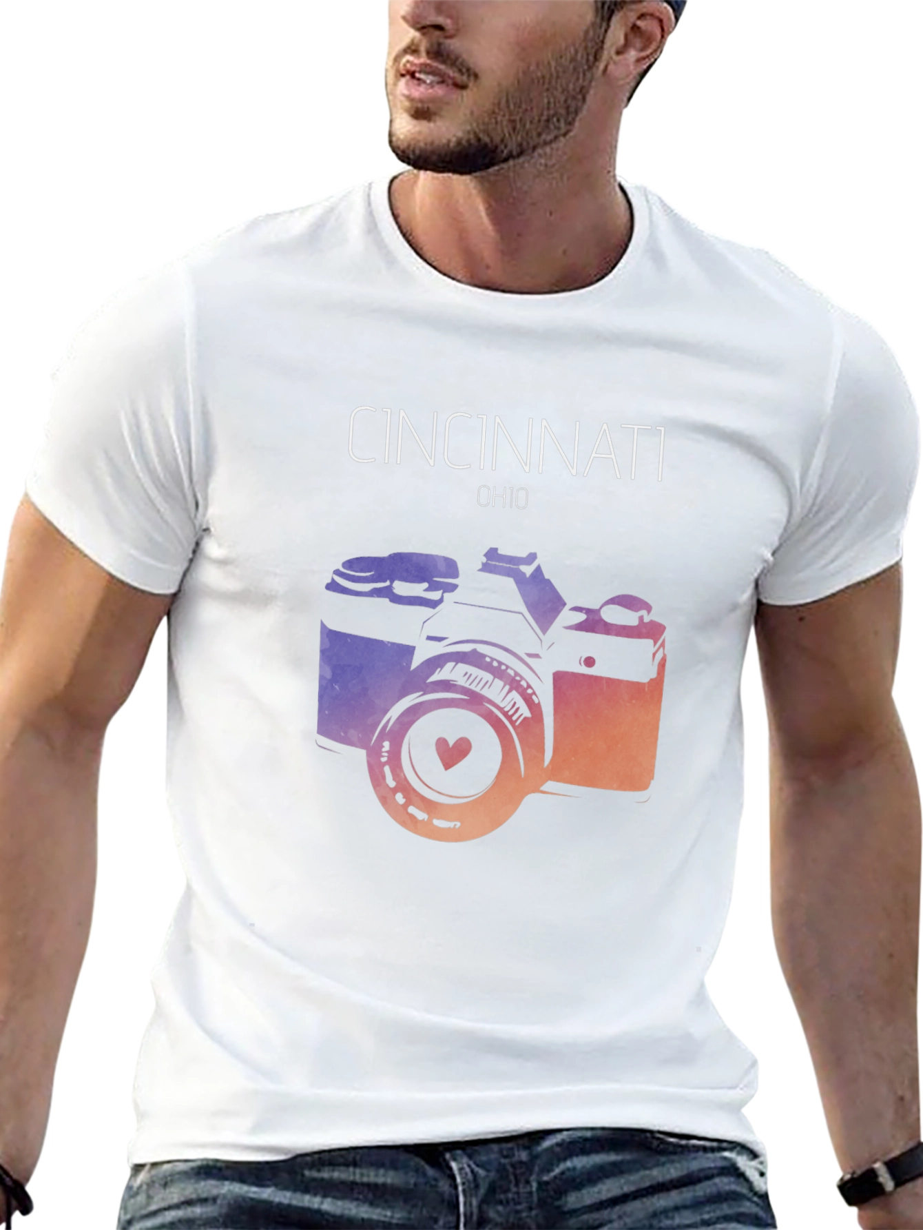 Cincinnati OH Retro Camera Graphic T-Shirt