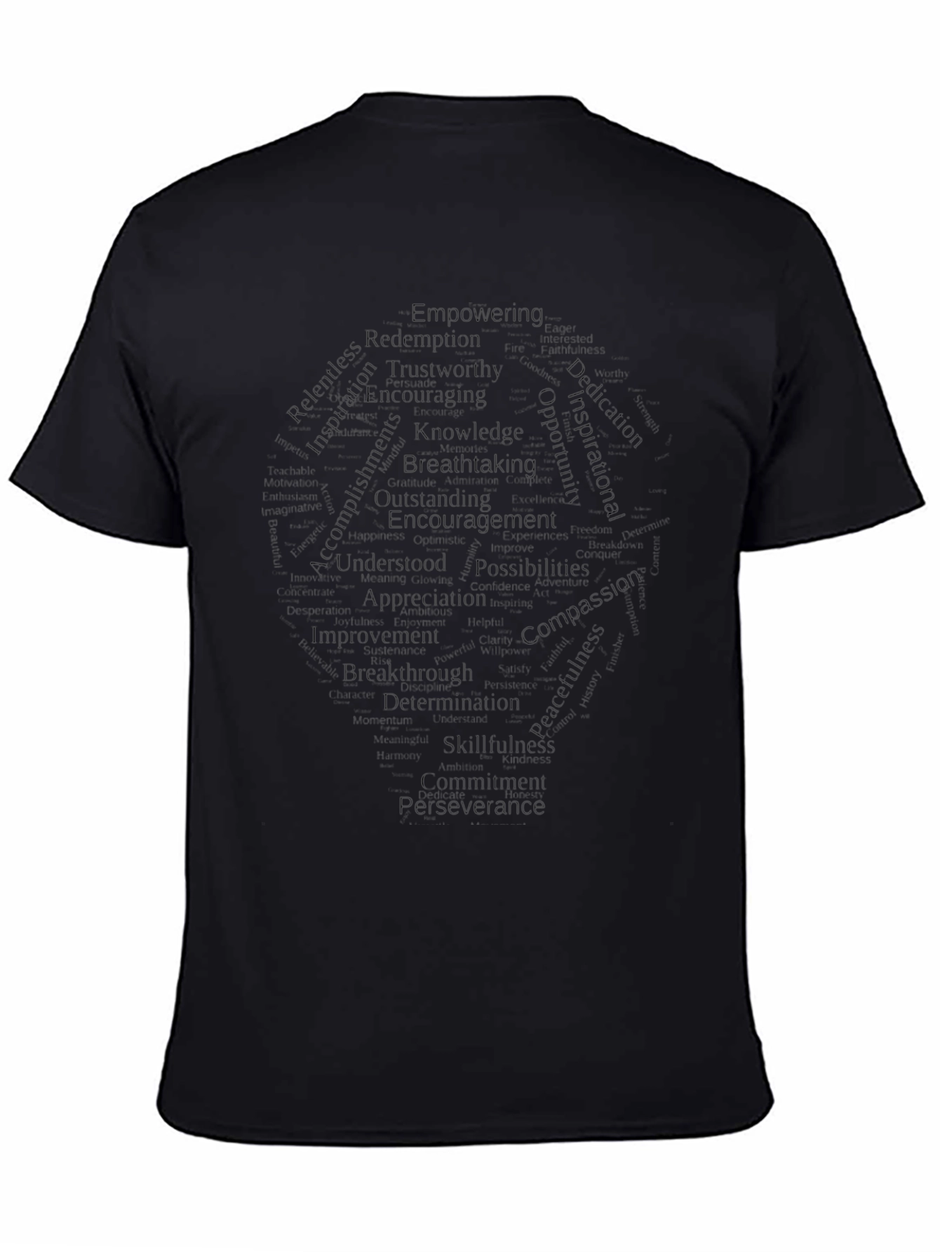 Inspirational Word Cloud Graphic Tee - Black