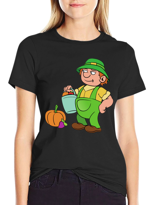 Cartoon Farmer Graphic Tee - Harvest Time!