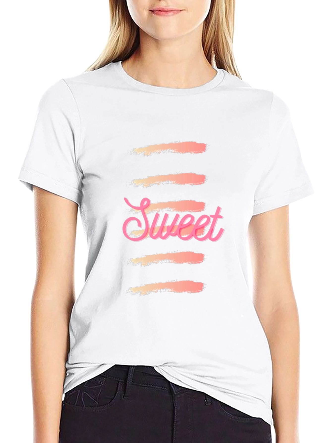 Sweet Graphic Print Black T-Shirt