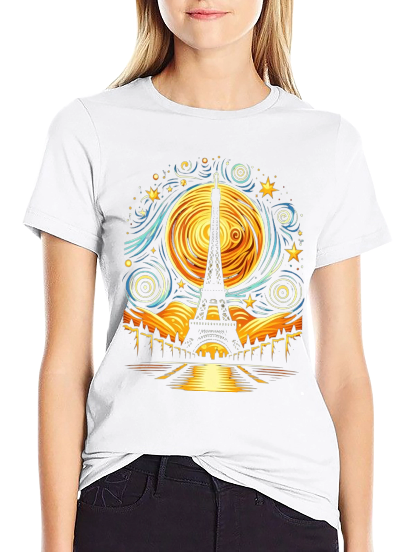 Starry Night Eiffel Tower T-Shirt