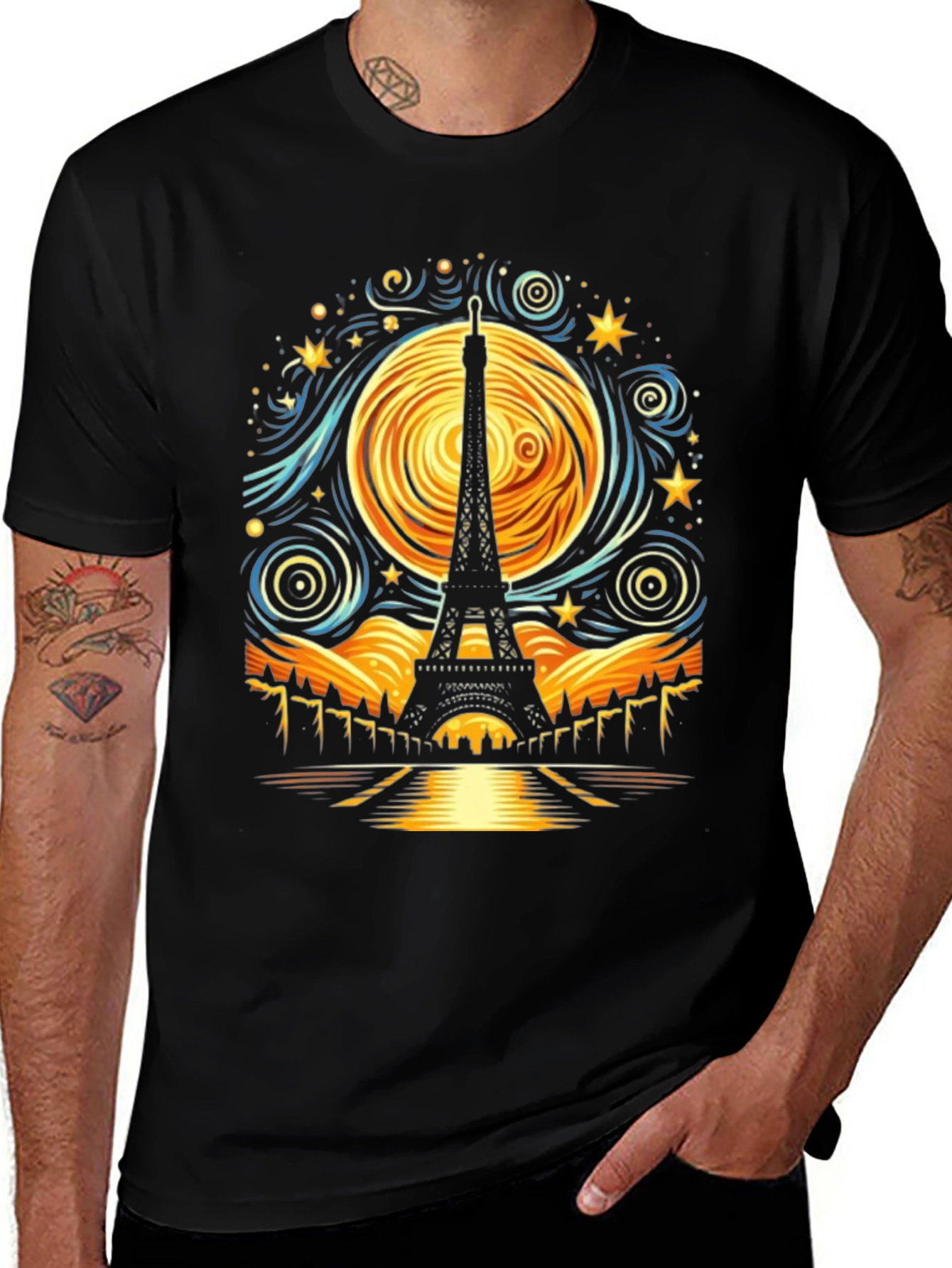 Starry Night Eiffel Tower T-Shirt