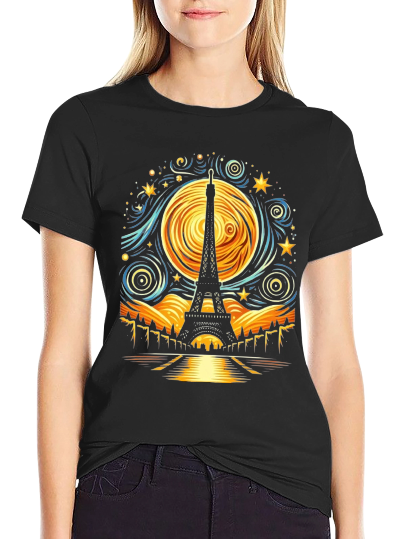 Starry Night Eiffel Tower T-Shirt