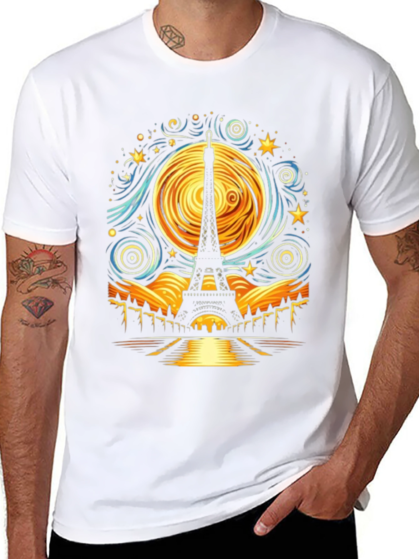 Starry Night Eiffel Tower T-Shirt