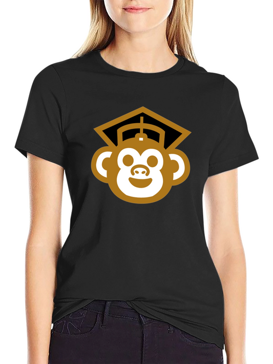 Graduation Monkey Tee - Black Cotton Blend T-Shirt