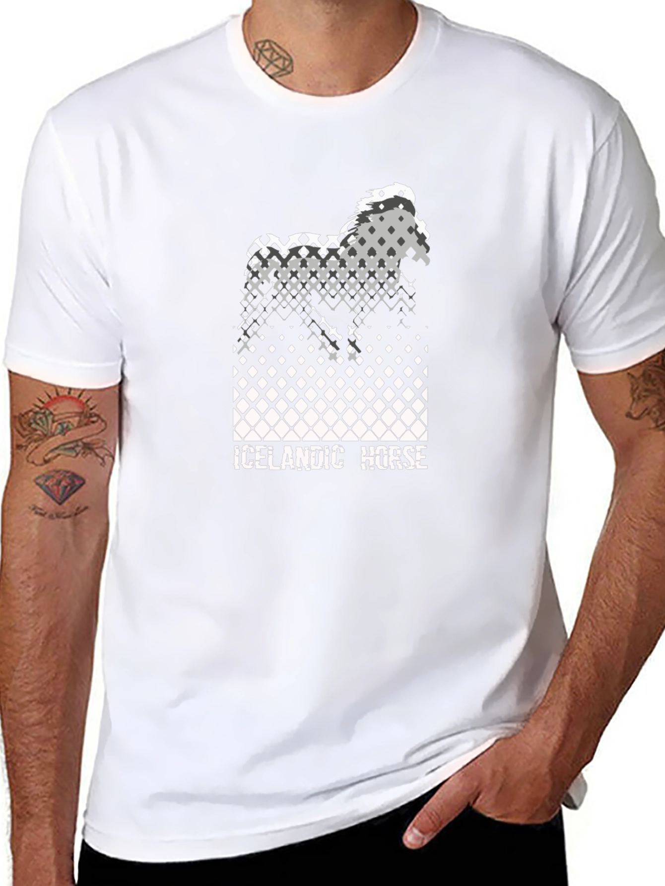 Icelandic Horse Graphic Tee - Black Cotton T-Shirt