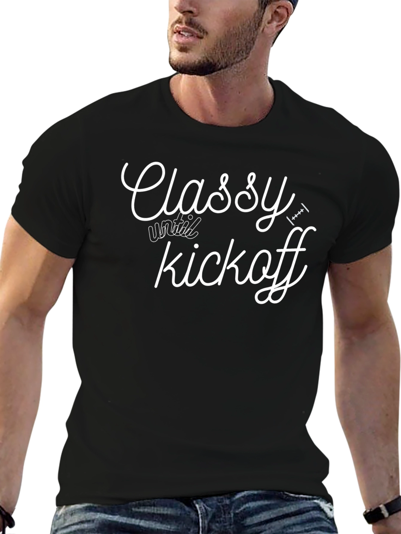 Classy Until Kickoff Black Graphic Tee