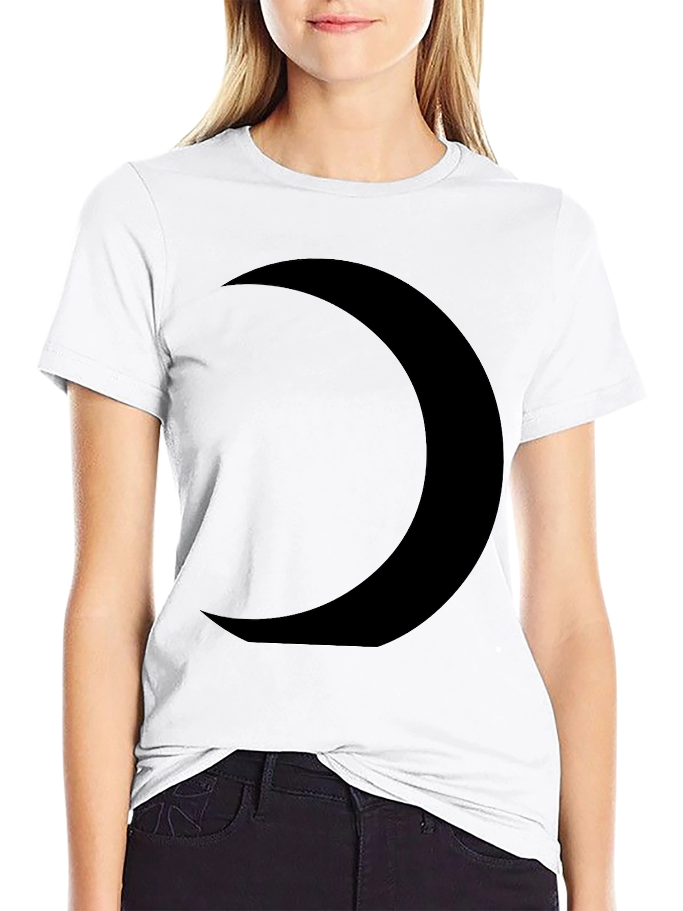 Black Crescent Moon Graphic Tee - Modern Casual Style