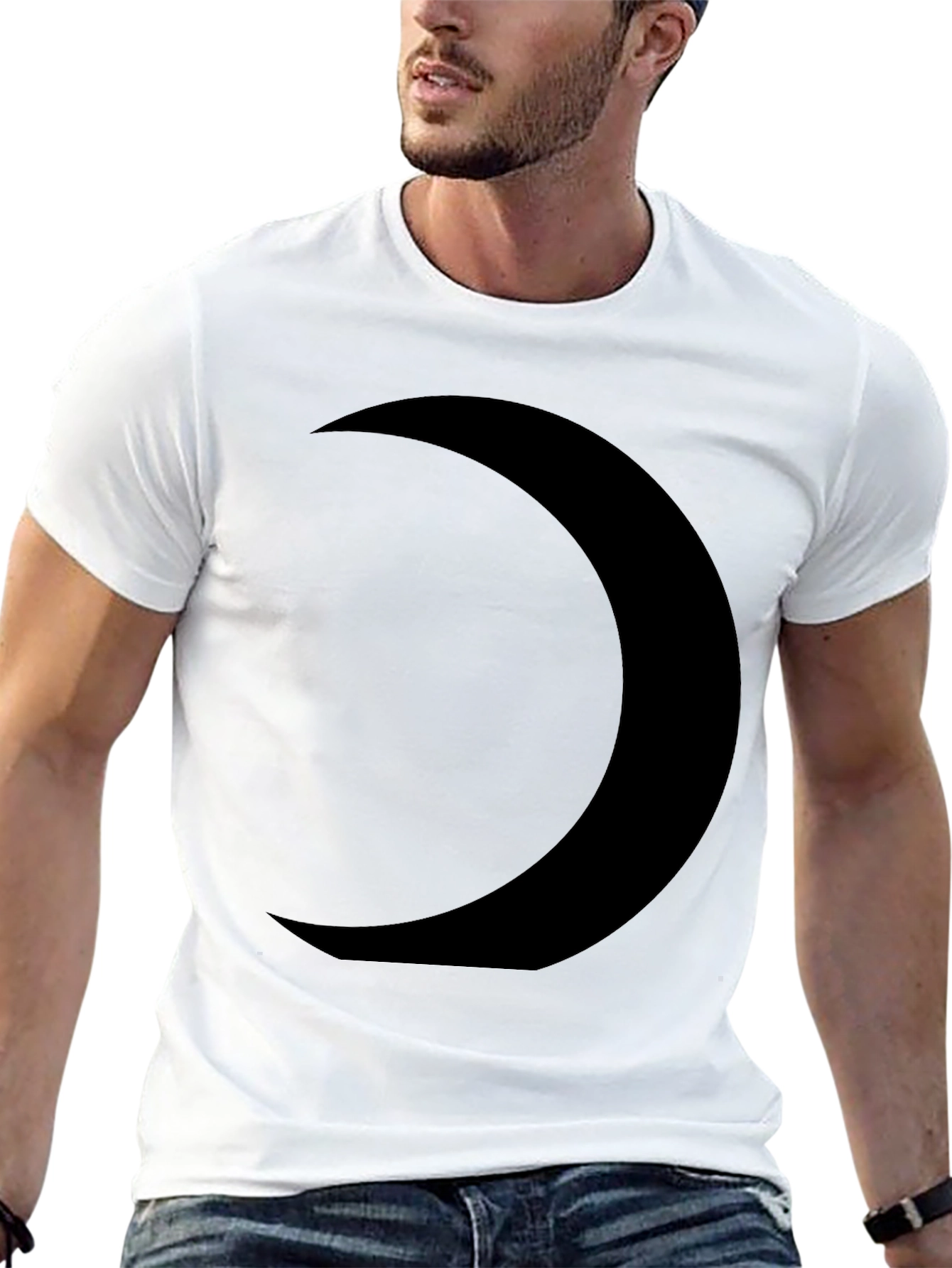 Black Crescent Moon Graphic Tee - Modern Casual Style